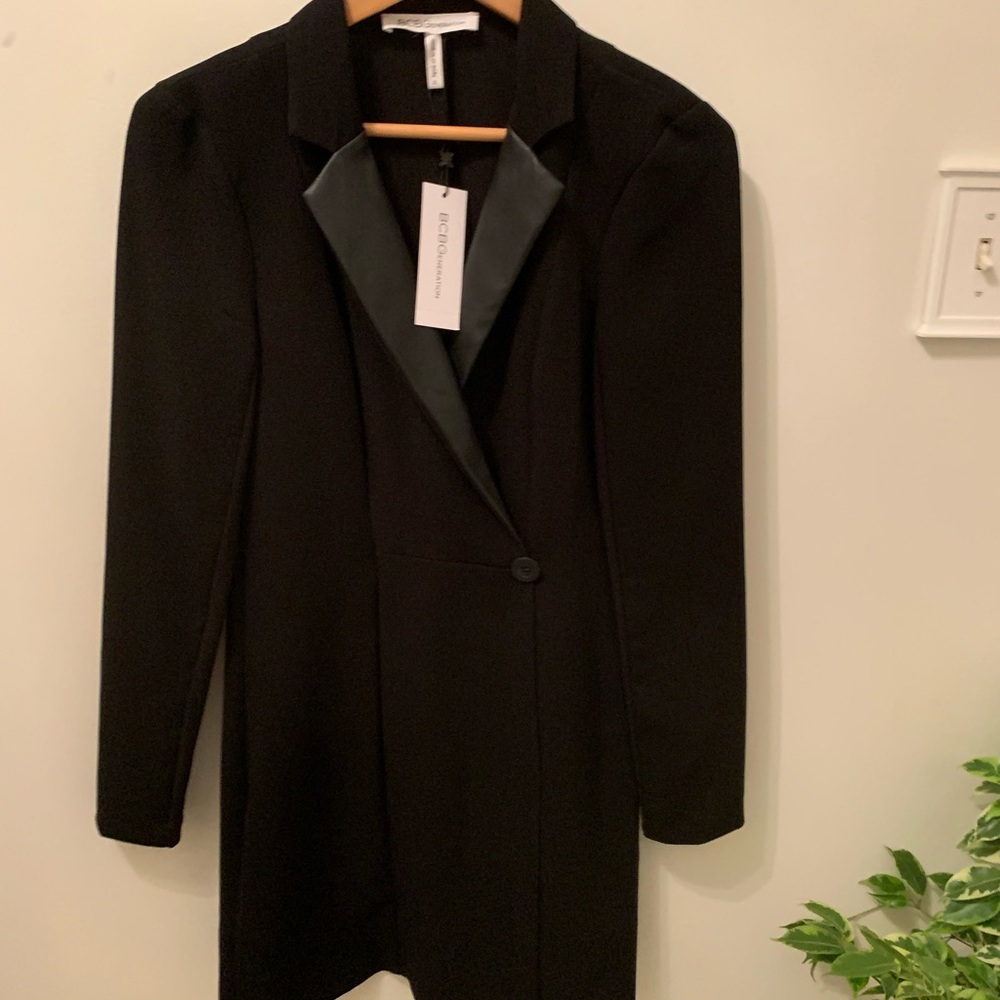 BCBG SEXY MINI BLACK COAT DRESS Sz 2